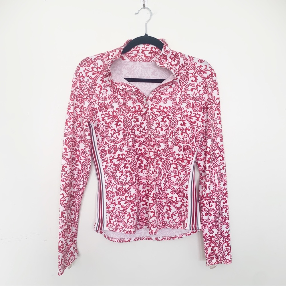 Athleta Red Paisley Print Pullover S